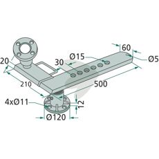 Tallerkennav med skaft, ideelt for å styre og kontrollere redskaper.