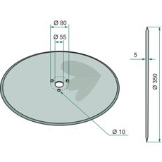 Skiveharv glatt Ø350x5 mm, sterk og holdbar for landbruksmaskiner.