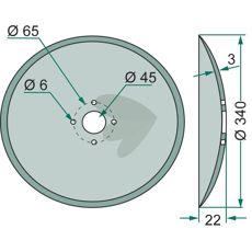 Skivskjær 340 mm med hull 6/45 mm, for presise kutt i bakken.