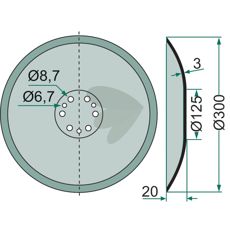 Skivetann 307 mm, kompatibel med Accord og Kverneland, høy kvalitet.