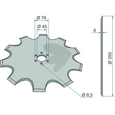 Såskive for Kverneland og Accord, modell 821840 for effektiv såing.