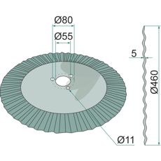 Bølgete rundkile, Ø 460 mm, 18 tommer for økt jordbearbeidingseffektivitet.