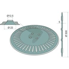 Bølgete rundkile med Ø 500 mm, 20 tommer for effektiv markbearbeiding.