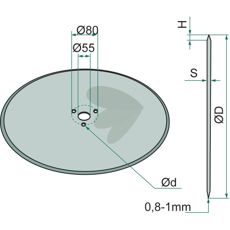 Rundkile Glatt på 22 tommer, Ø 560 mm, ideell for markbearbeiding.