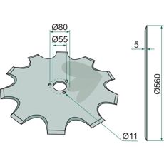 Tannet rundkile Ø 560 mm, 20 tommer for effektiv markbearbeiding.