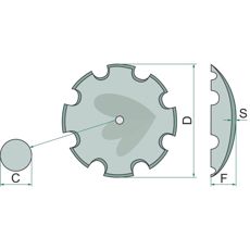 Tannet rund tallerken med hull på 47mm for effektiv jordbearbeiding.