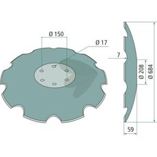 Skive rist Ø 684x7, perfekt for stabilitet i tunge maskiner.