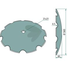 Tannet skive Quivogne Firkantet hull 31X31, optimal for profesjonelt jordbruk.