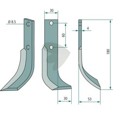 Jordfreskniv Høyre for Honda med 60mm c-c, ideell for jordbearbeiding og hagearbeid.