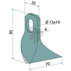 Slagkniv for John Deere med hulldimensjoner 14X25 mm, høy kvalitet og holdbarhet.