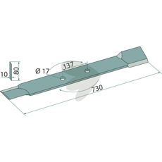 Allsidig kniv i størrelse 17X10X60 mm, egnet for ulike maskiner.