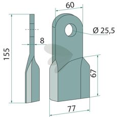Høyre slåkniv modell 650324, perfekt for effektiv skjæring.