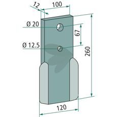 Schulte slåkniv med hull 12,5/20 mm, effektiv for grøftrydding.