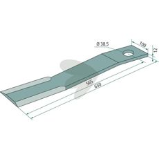 Schulte slåkniv 100X630 mm med hull 38,5 mm, passer mange modeller.