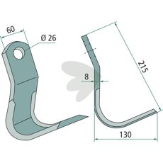Vinkelkniv JX136098, perfekt for skjæring og bearbeiding av avlinger.