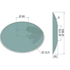 Skive glatt 560x6mm, 4 festepunkter, for optimal ytelse i jordbruksmaskiner.