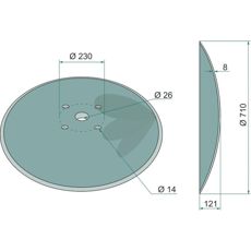 Skive glatt 710x8mm som har 4 festepunkter, ideell for tungt arbeid.
