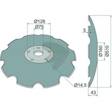 Skive, tagget 510x5mm med 5 festepunkter, ideell for avlingsvekst.
