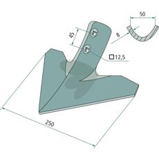 Gåsefotkniv 250x8mm, ideell for nøyaktig jordbearbeiding.