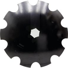 Tagget skive Viviani med sekskanthull, Ø92mm og 5mm tykk, perfekt for effektiv jordbearbeiding.