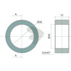 Bussning 28x20x12 mm, viktig for trygg og sikker montering.