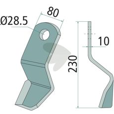 Høyre kniv for presisjonsklipping i jordarbeid og landbruk.