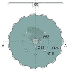 Tannet skive for effektiv jordbearbeiding og forberedelse av planter.