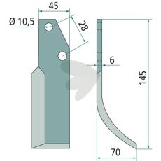 Jordfreskniv for Bertolini/Nibbi, optimalisert for bearbeiding av jorden.