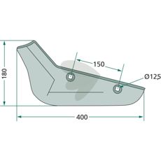 Venstre skjær for rødbetehøst som måler 180X400 mm, tilpasset for presisjon.