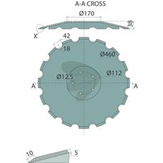 Tannet skive Ø 460 x 5 mm for optimale jordbearbeidingseffekter.