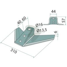 Gåsefotkniv 301123R, beregnet for effektiv gressklipping og jordbearbeiding.