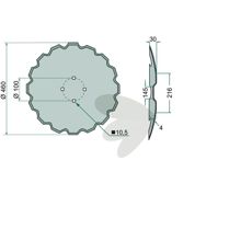 Tannet tallerken Ø460x4 mm for kraftig bearbeiding av jorden.