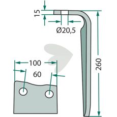 Rotorharvtann høyre, 73000185597V, optimalisert for presis jordbearbeiding.