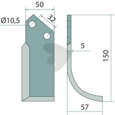 Comeb jordfreskniv c-c 32mm med 10,5mm hull, ideell for jordbearbeiding.