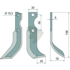 Ferrari jordfreserkniv c-c 66mm med 10,5mm hull, perfekt for effektiv dyrking.