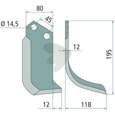 Maletti jordfreserkniv c-c 45mm med 14,5mm hull, ideell for alle typer dyrking.
