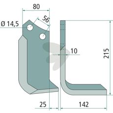 Maschio jordfreserkniv c-c 56mm med 14,5mm hull, ideell for robust bearbeiding.