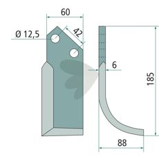 Jordfreserkniv for Perugini, 42mm, optimal for god jordbearbeiding.