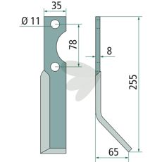 Rotorkniv Simon, 255mm, perfekt for kraftig jordbearbeiding.