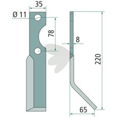 Rotorkniv Simon, 220mm, spesielt utformet for kraftig jordbearbeiding.