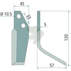 Jordfreskniv for Goldoni, dimensjoner 33mm og hull 10,5mm.