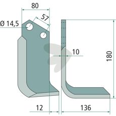Jordfreskniv for Celli, c-c 57mm, hull 14,5mm, for effektiv jordbearbeiding.