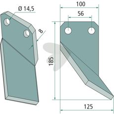 Rotorblad Forigo-Roteritalia med høyde på 185 mm, perfekt for landbruksmaskiner.
