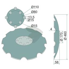 Tallerken tagget Ø460 mm for Agrisem 8 festepunkter, høy kvalitet og ytelse.