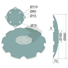 Tallerken tagget Ø560x4,5 mm, designet for optimal jordbehandling.