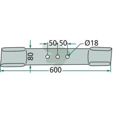 Vridd kniv for Aedes, 8 mm tykkelse, perfekt for effektiv bruk i jordbruk.