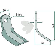 Y-slå med 16,5 mm hull, passer Aedes og Pircher, for robust bruk.