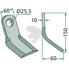 Y-slå med målene 60x150mm og 25,5 mm hull, effektiv for kraftfull bruk.