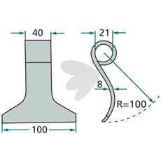 Slagkniv designet for Agromec og Agrimaster med 21 mm hull, for tøffe jobber.
