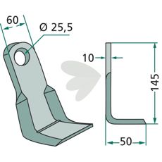 Vinkelkniv 3001221, robust design for effektivt arbeid i jordbruket.